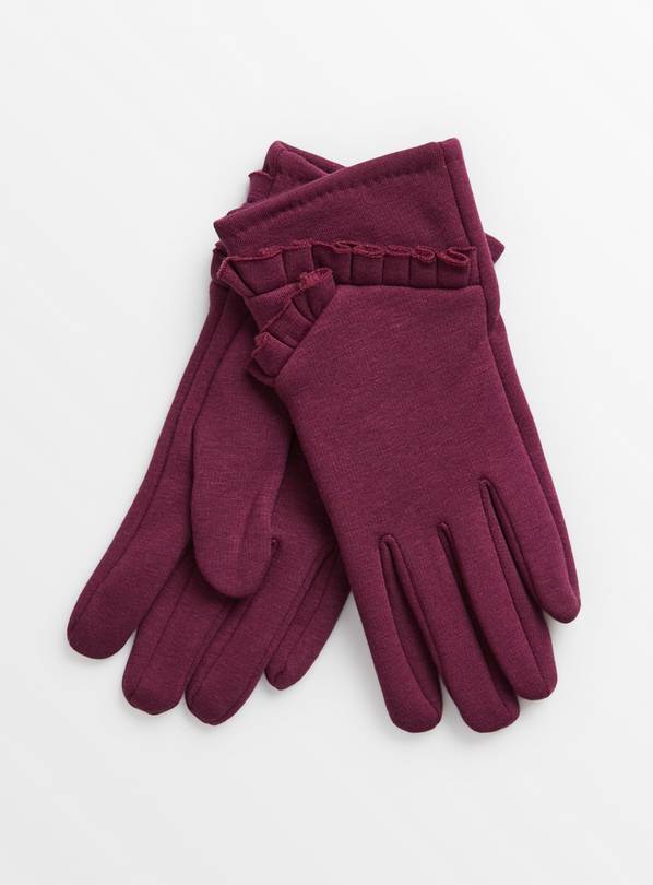 Berry Red Ruffle Gloves  One Size